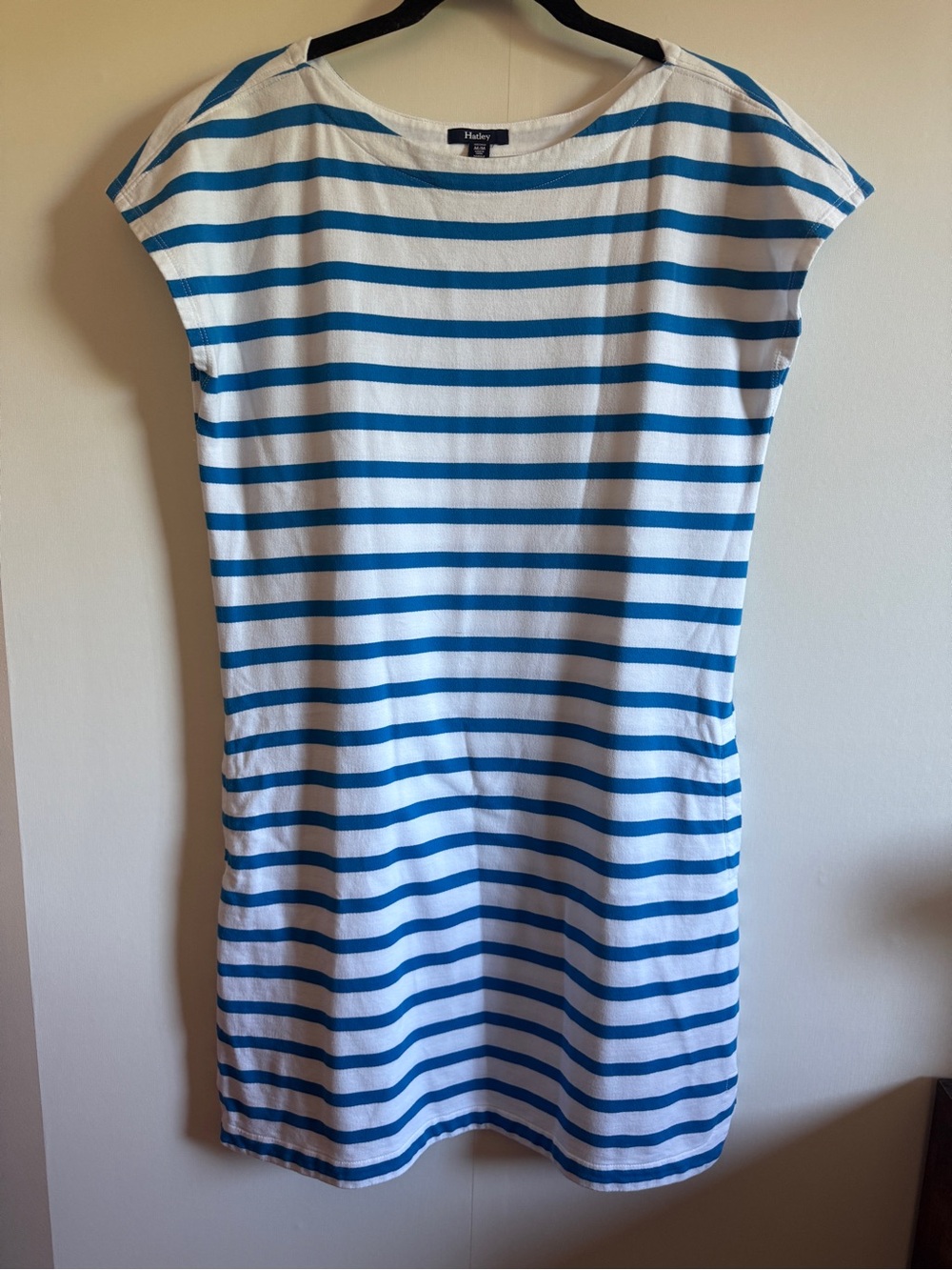 Hatley Blue White Breton Stripe Cotton T-Shirt Dress M